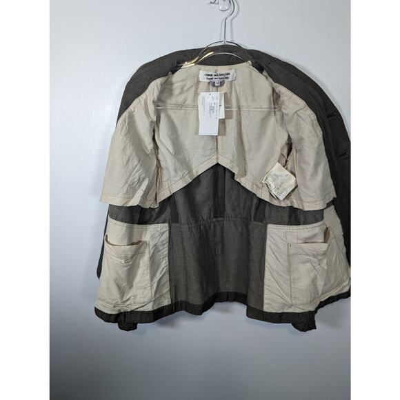 Comme des Garçons Blazer Wool Linen Army Green Faux Pocket Stitch Sz M NWT - Picture 6 of 12